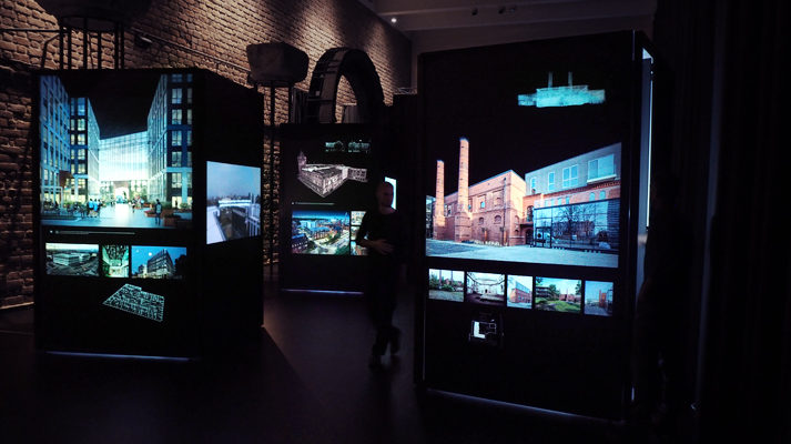 modułowe systemy wystawiennicze custom frame realizacja muzeum architektury multimedia